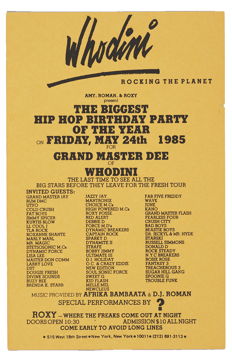 A flier for an event celebrating Grand Master Dee’s birthday. The flier is in portrait orientation and printed on yellow paper with black text.