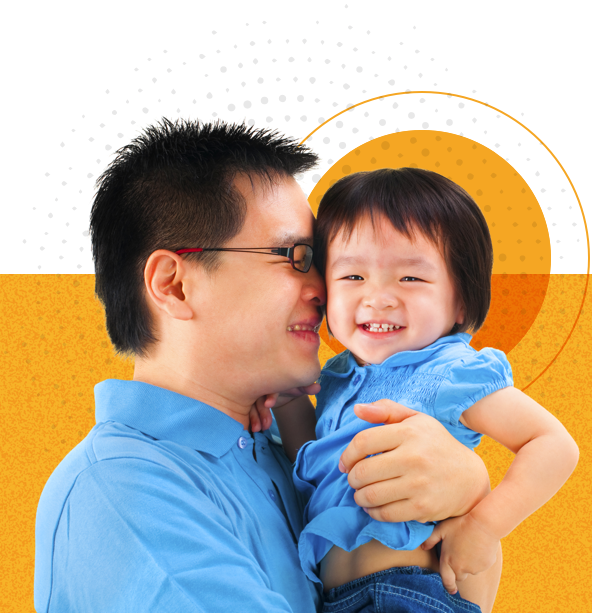A man and young child representing a parent and their child