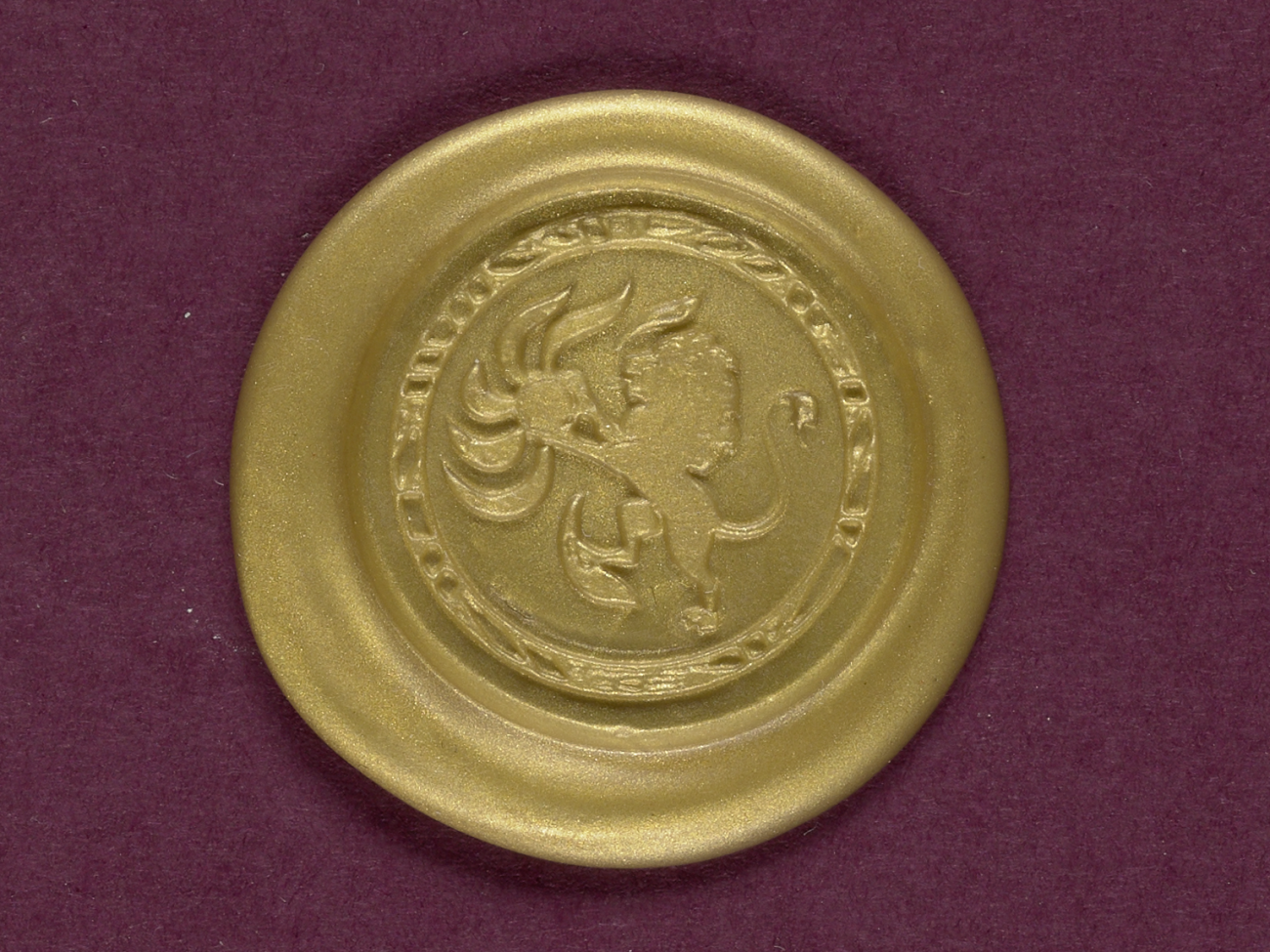 Gold lion wax seal.