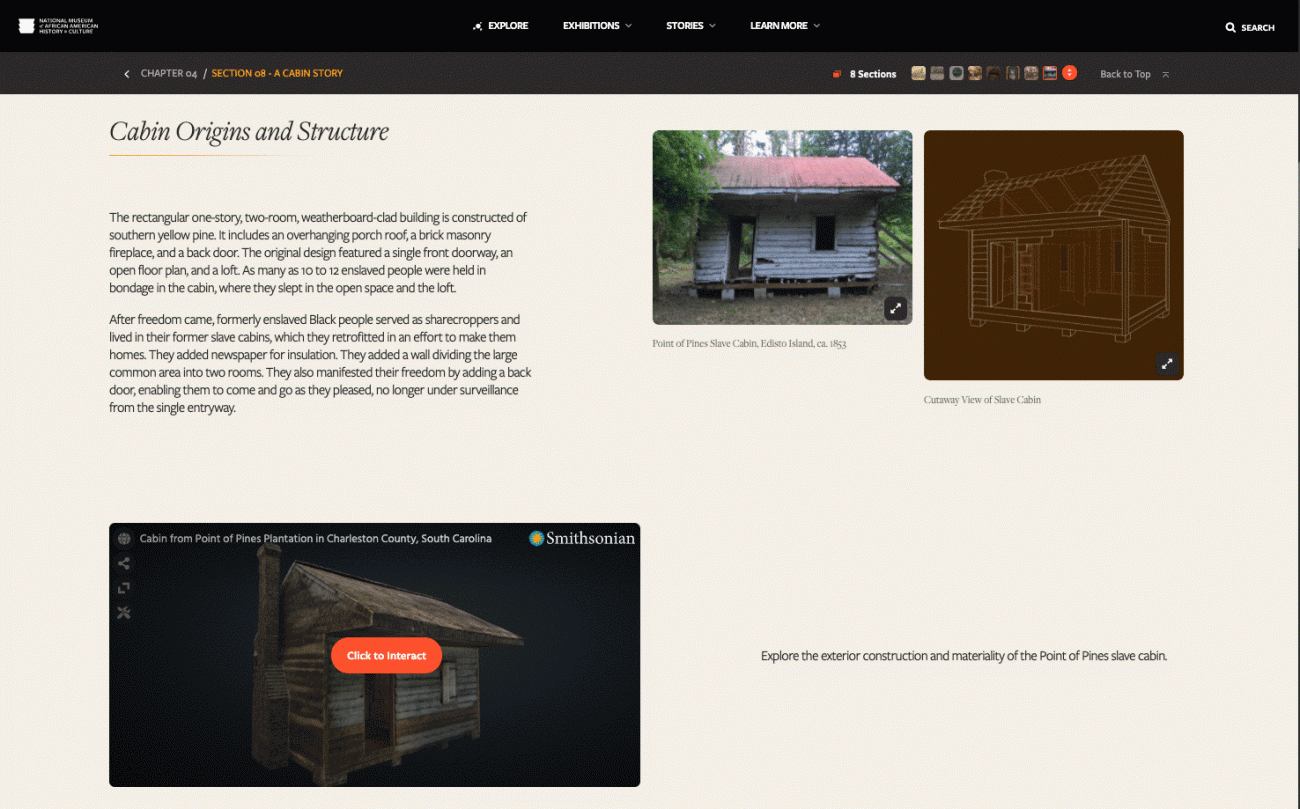 An animation demonstrating the interactivity available on the Searchable Museum