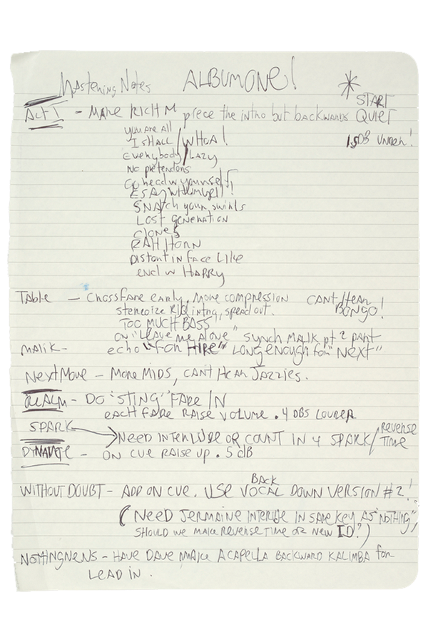 Mastering notes for the album Things Fall Apart.