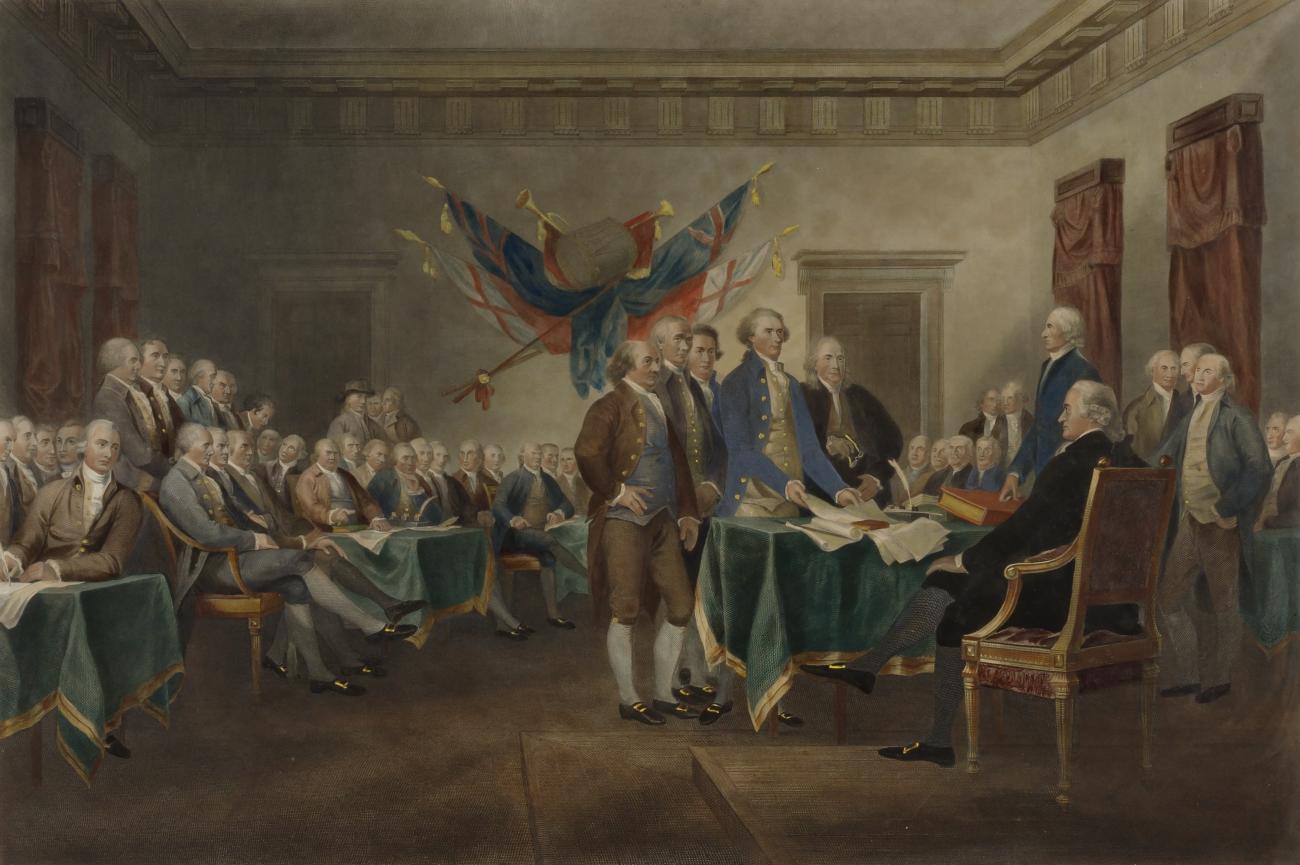 A painting of the signing of the Declaration of Independence