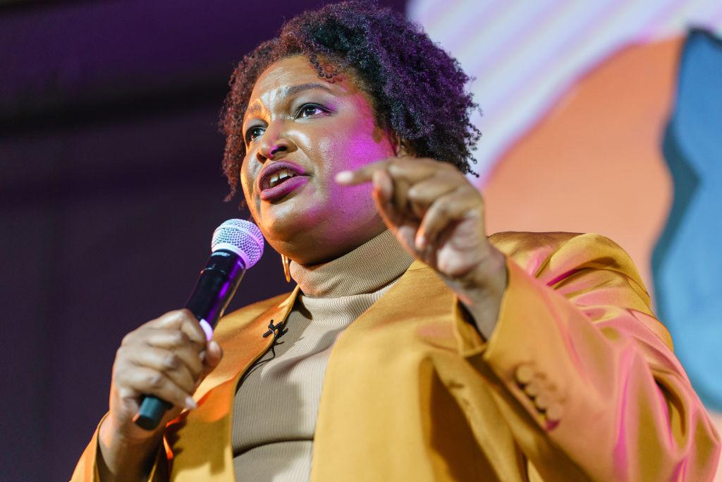 Stacey Abrams speaks during a campaign event