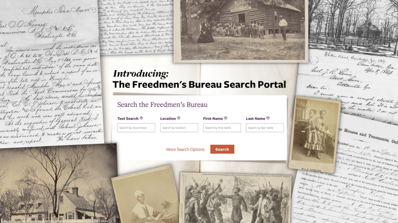 Static images from the freedmen's bureau and freedman's bureau portal search
