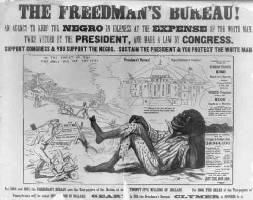 Picture of the Front of a Newspaper depicting a racist of caricature of Freedmen