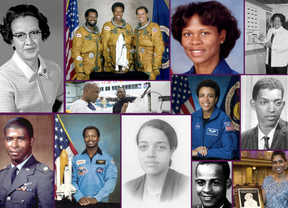 Collage of pictures of African Americans who contributed to the nation's space agency, NASA.