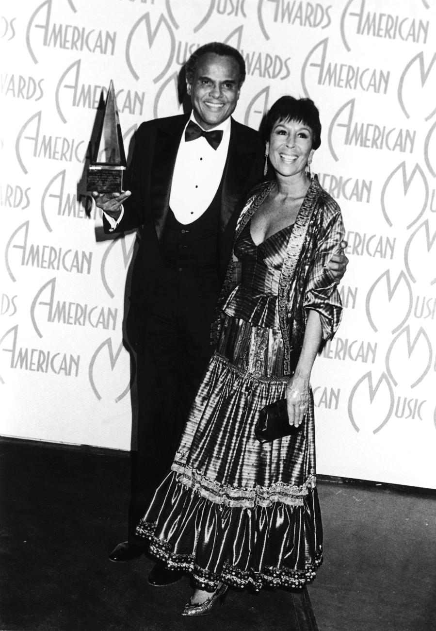 Harry Belafonte is pictured with his wife Julie Belafonte at the American Music Awards