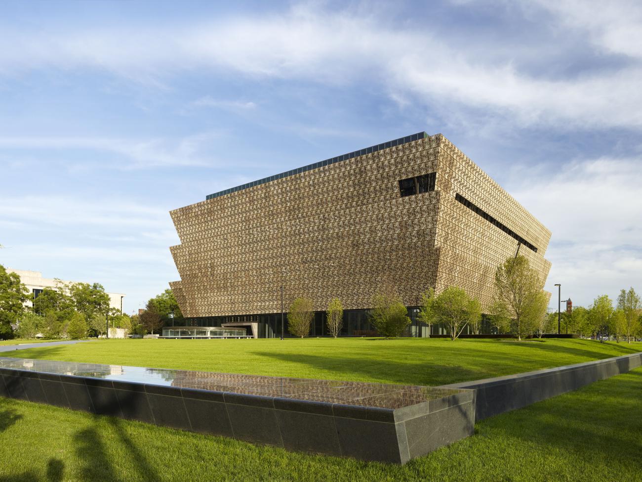 The National Museum of African American History and Culture building.