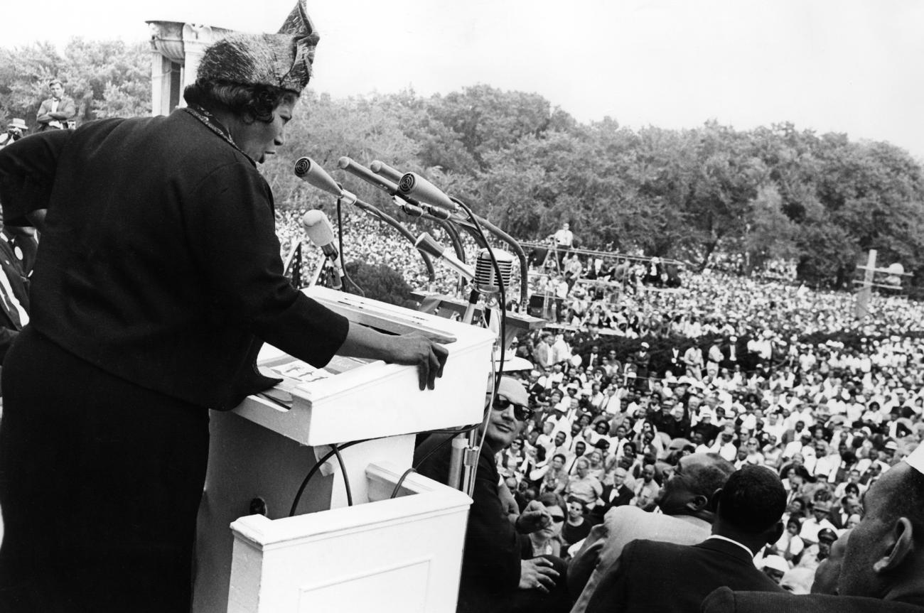 Mahalia Jackson performs during the March on Washington, 1963
