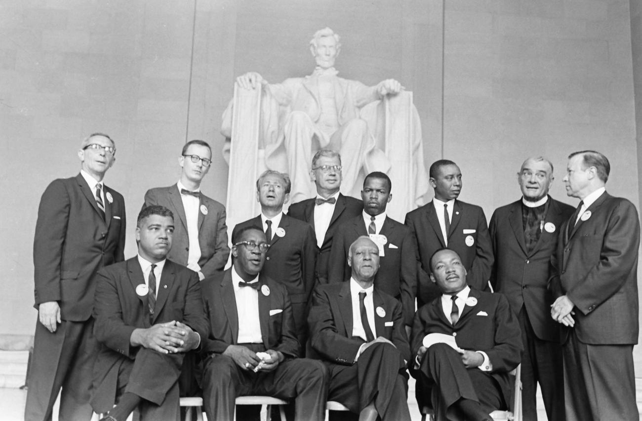 Dr. King with other activists at the March on Washington, 1963