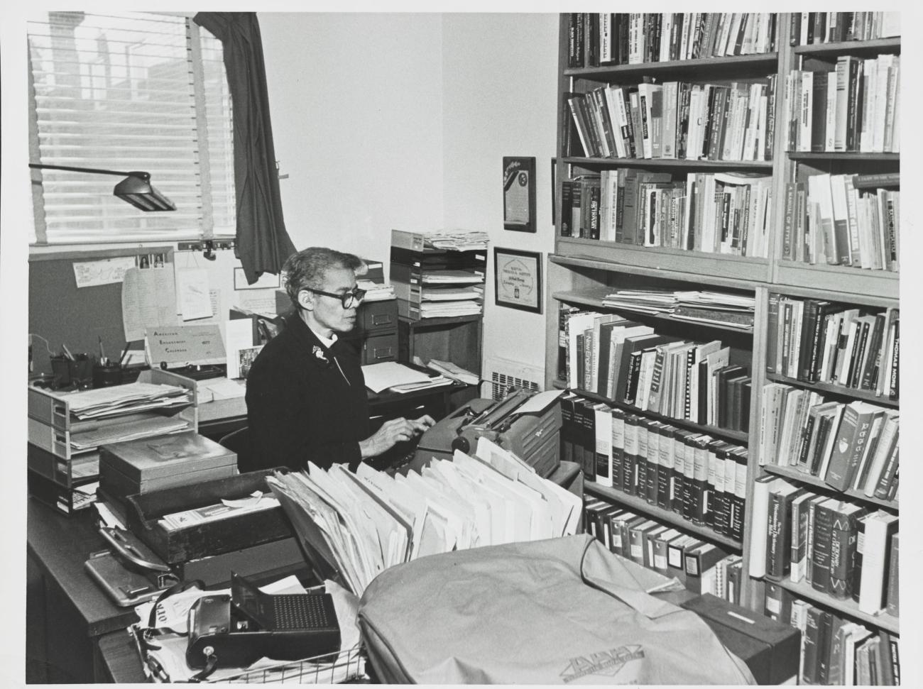 Rev. Dr. Pauli Murray in her study in Arlington, Virginia, 1977