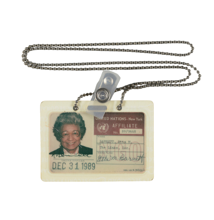 United Nations ID card belonging to artist and activist Etta Moten Barnett 