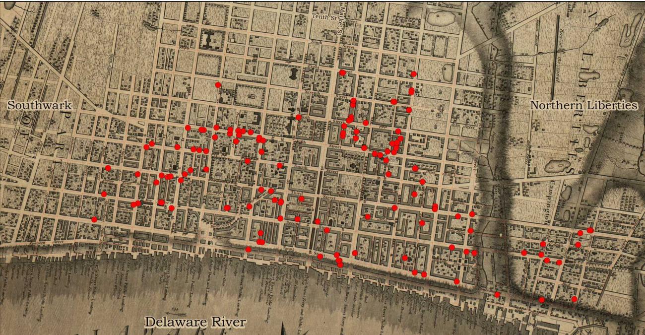 Map of Philadelphia’s Free African American Households, 1790