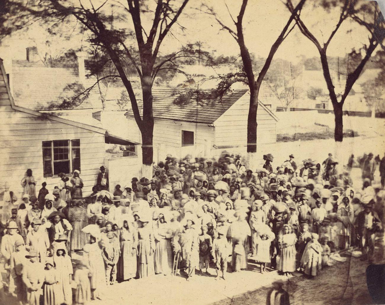 Enslaved people on J. J. Smith's plantation, South Carolina. Timothy O'Sullivan, 1862