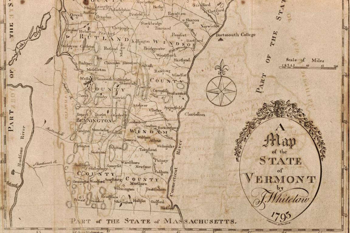 A map of the state of Vermont