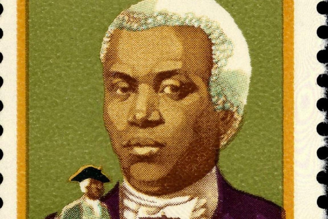 Drawing of Benjamin Banneker featured on Postage stamp.