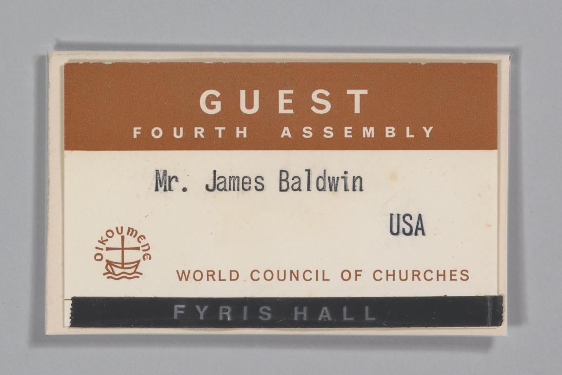 World Council of Churches guest badge for James Baldwin