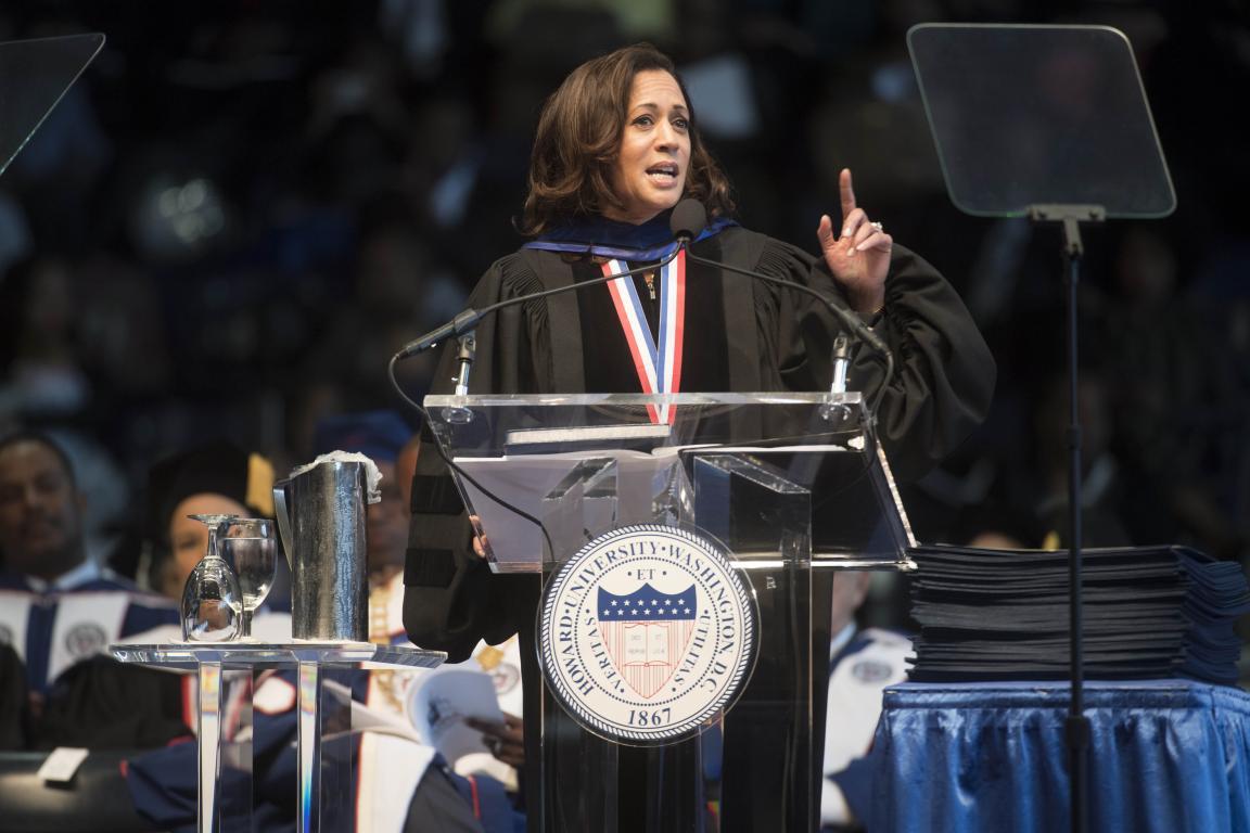 US Senator Kamala D. Harris (D-CA) gives the convocation oration for the 2017 Howard University Commencement Ceremony