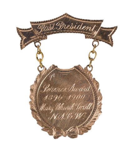 Service award pin for Mary Church Terrell from the National Association of Colored Women, 1900.
