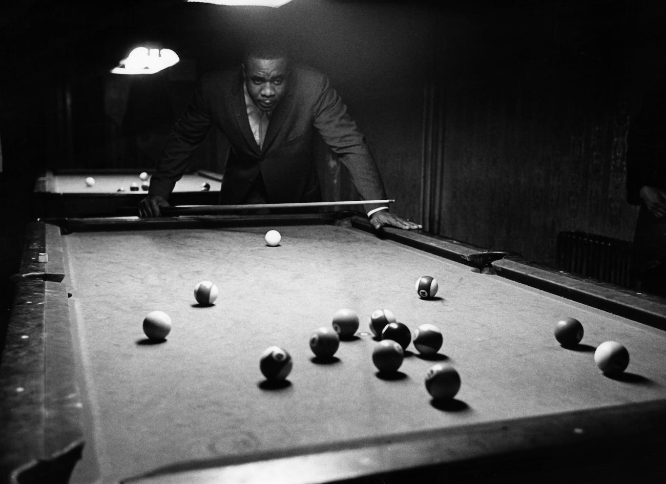Boxer Charles “Sonny” Liston in a neighborhood pool hall in Philadelphia a month before he became heavyweight champion, 1962