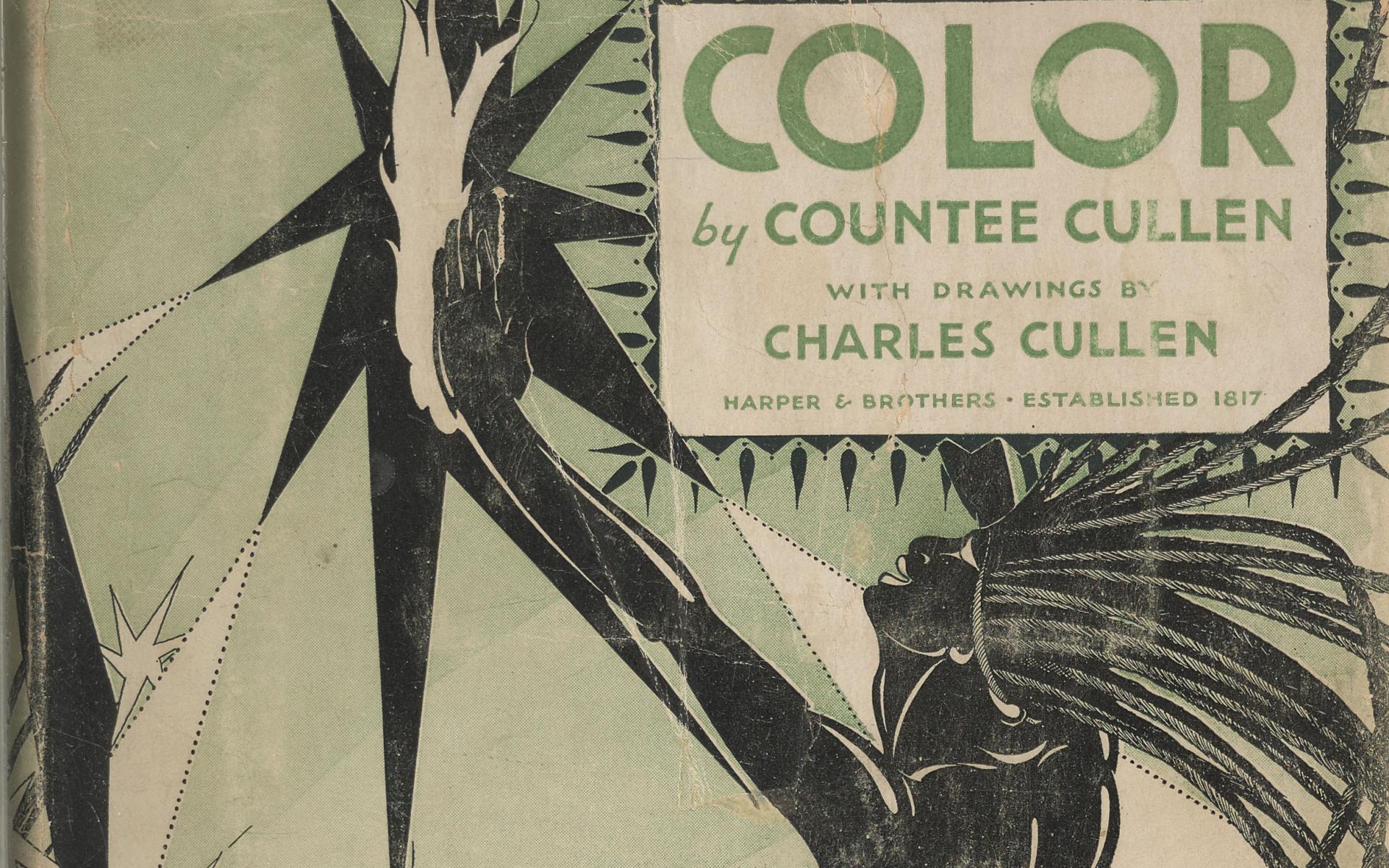 Green, white, and black cover of "Color" by Countee Cullen. 