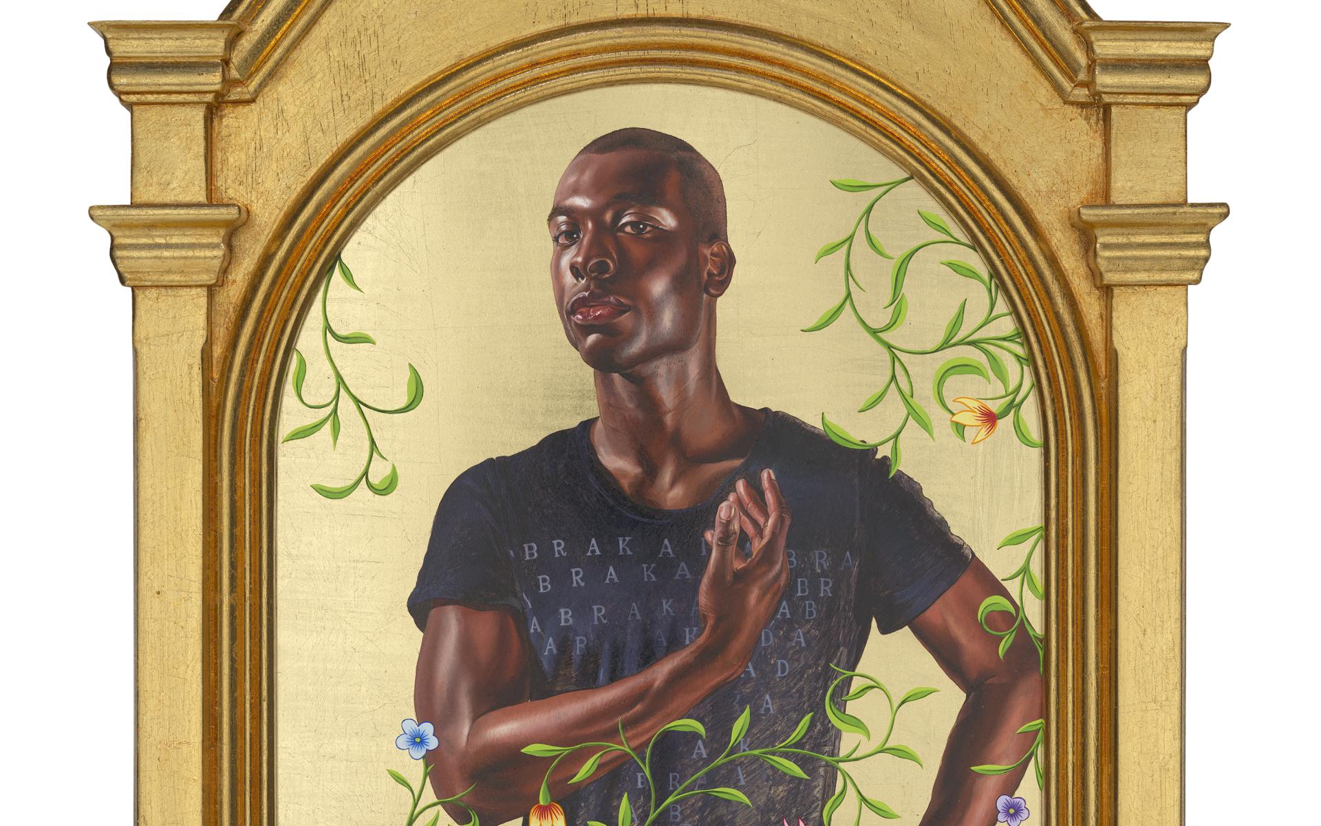 Mixed media painting of Craig Fletcher based on Leonardo da Vinci’s Saint John the Baptist.