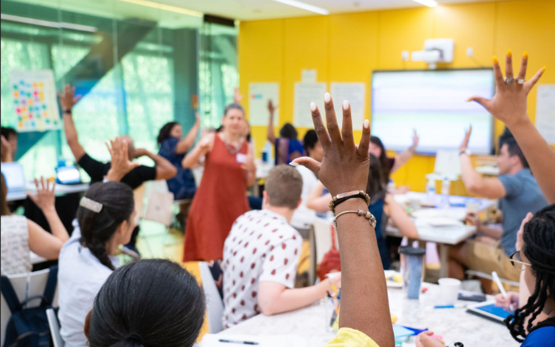 Participants in an NMAAHC education program inside the classrooms at the museum